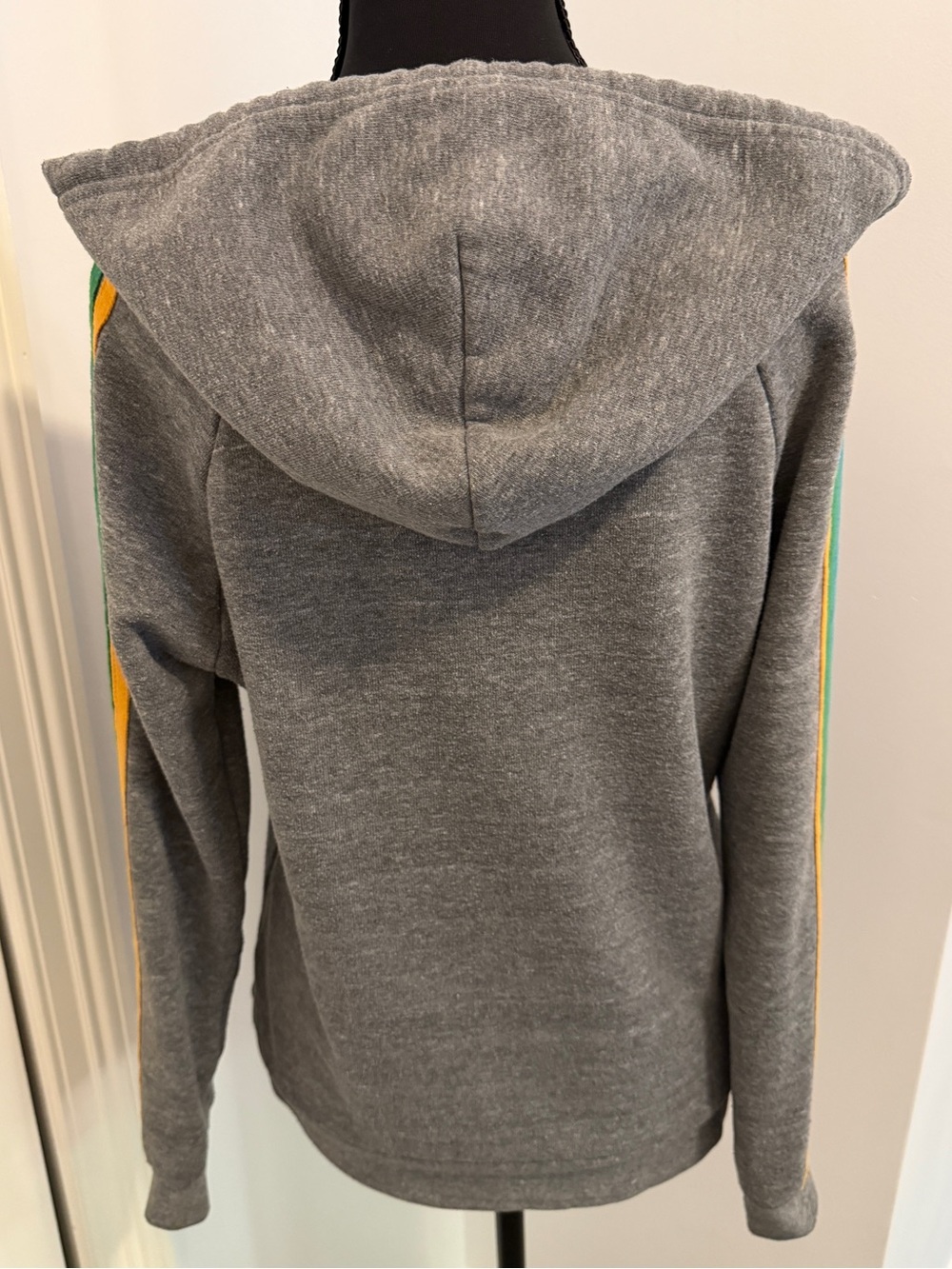 Aviator Nation - Heather Gray Hoodie - Rainbow Stripe Sleeves - Women’s Small - Picture 6 of 10